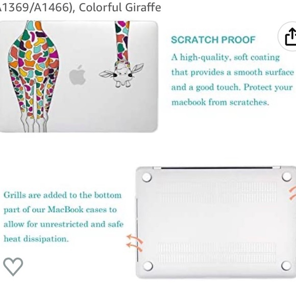 Hard shell case for Mac Air 13 colorful giraffe design - Picture 5 of 11